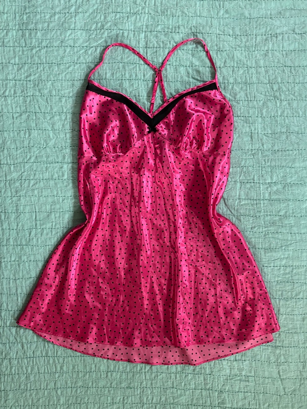 Y2K Secret Treasures Pink & Black Polka Dot Chemise Nightgown 2X